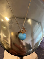 Load image into Gallery viewer, Butterfly Necklace on Long Chain in Turquoise
