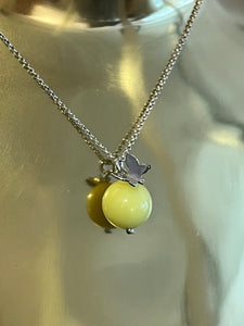 Butterfly Necklace on Short Chain in Citron