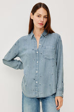 Load image into Gallery viewer, Ingrid Shirt in Blue Blossoms
