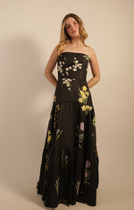 Load image into Gallery viewer, Iris Maxi Dress in Black Garden Multi
