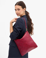 Load image into Gallery viewer, Foldover Clutch with Strap in Garnet
