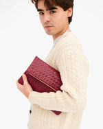 Load image into Gallery viewer, Foldover Clutch with Strap in Garnet
