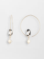 Load image into Gallery viewer, Small Penguin and Gold Star Hoop Earrings
