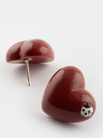 Load image into Gallery viewer, Heart and Ladybug Stud Earrings
