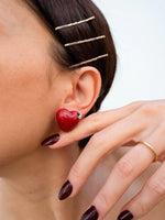 Load image into Gallery viewer, Heart and Ladybug Stud Earrings
