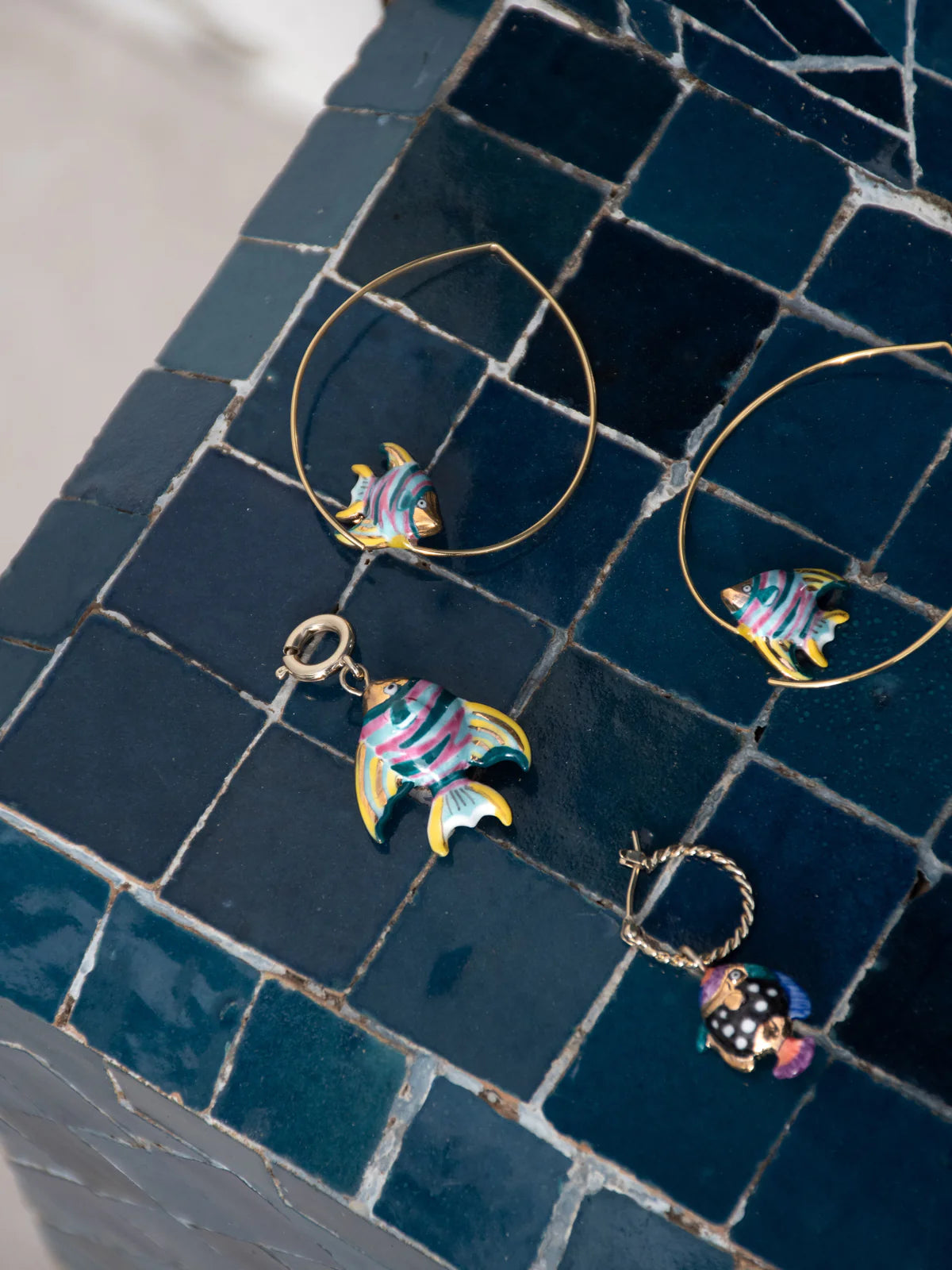 Small Rainbow Fish Hoop Earrings
