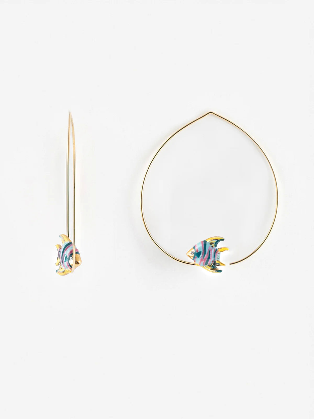 Small Rainbow Fish Hoop Earrings