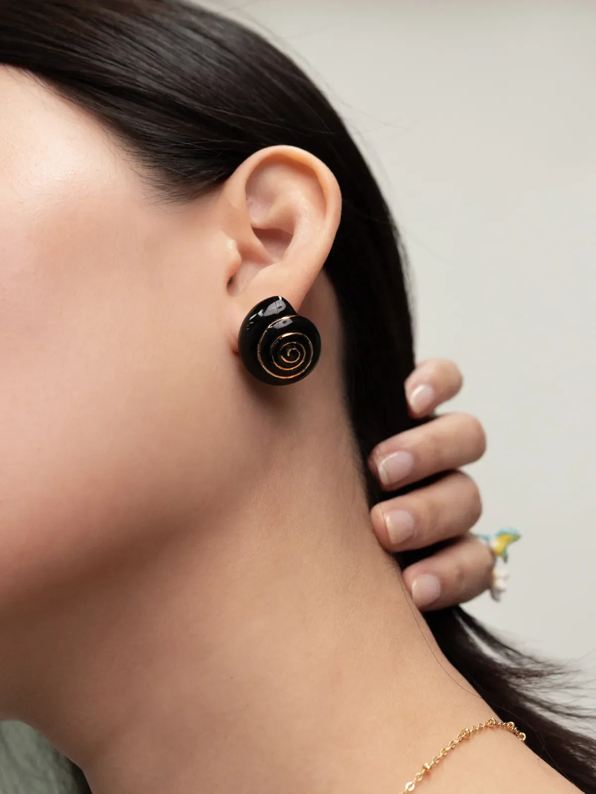 Black Snail Stud Earrings