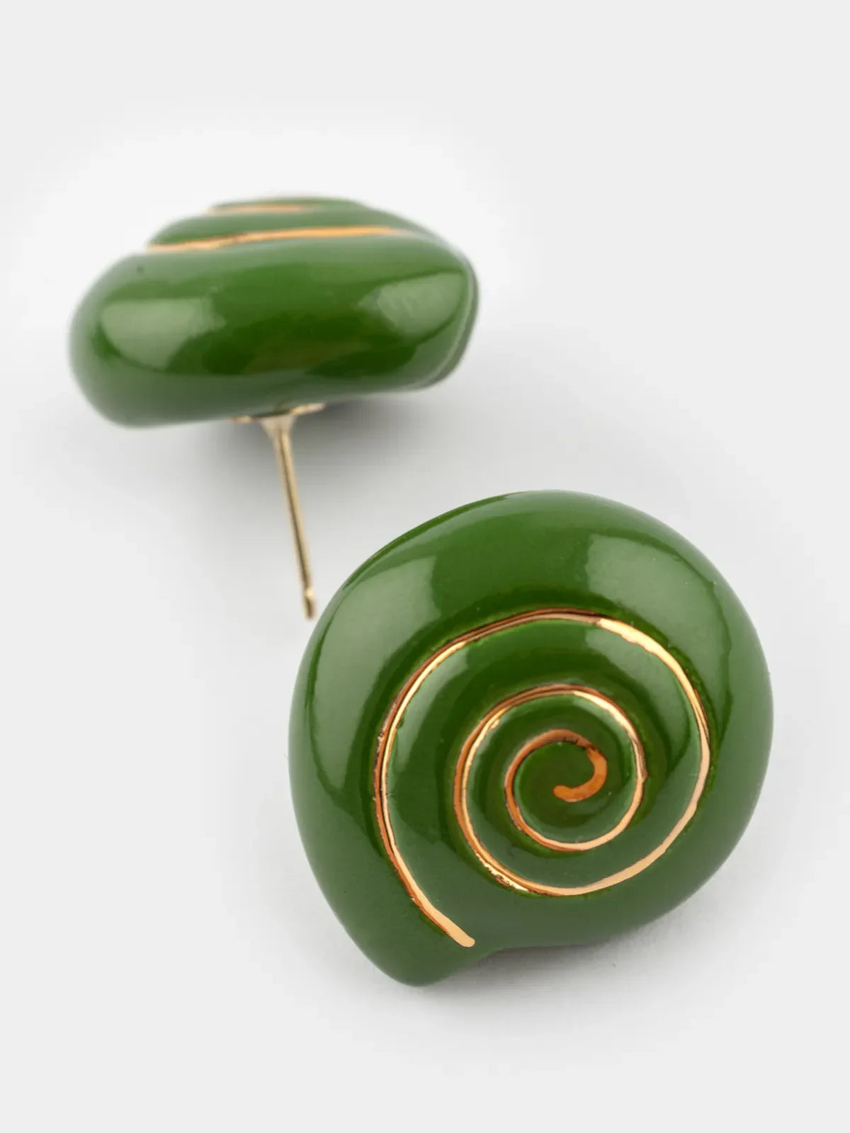 Green Snail Stud Earrings