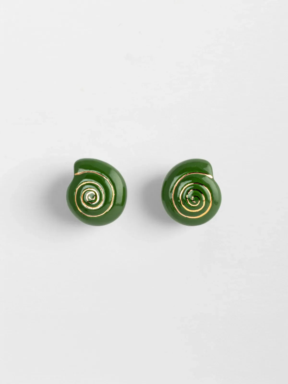 Green Snail Stud Earrings