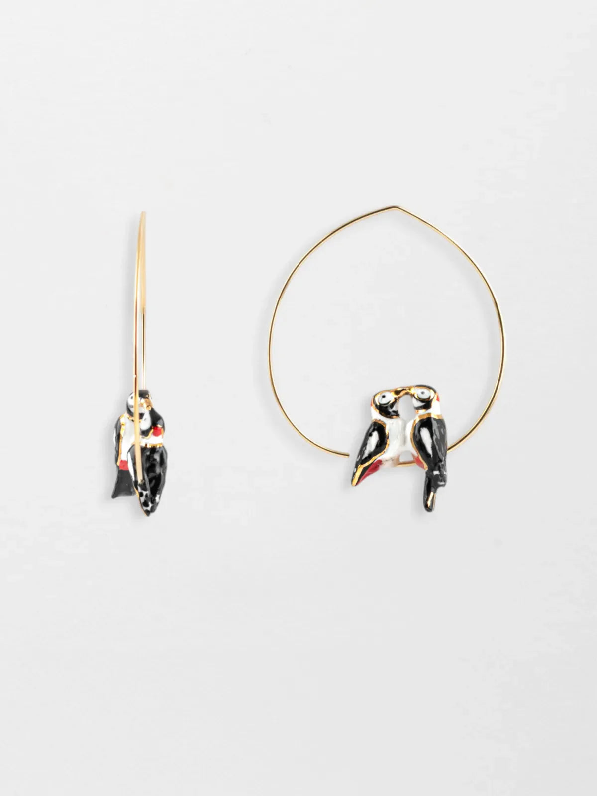 Kissing Woodpecker Hoop Earrings