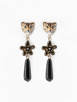 Load image into Gallery viewer, Leopard Head &amp; Dangling Erine Flower Stud Earrings
