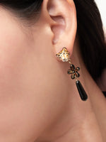 Load image into Gallery viewer, Leopard Head &amp; Dangling Erine Flower Stud Earrings
