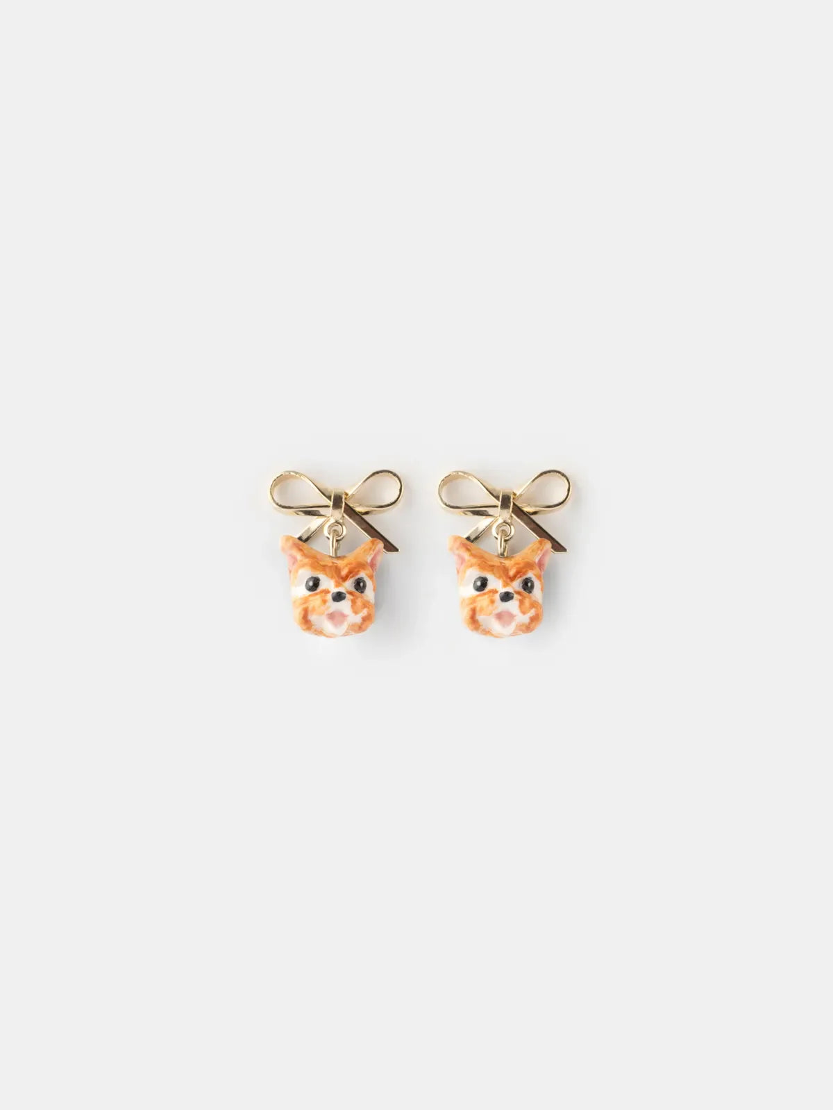 Bow and Yorkshire Dog Head Stud Earrings