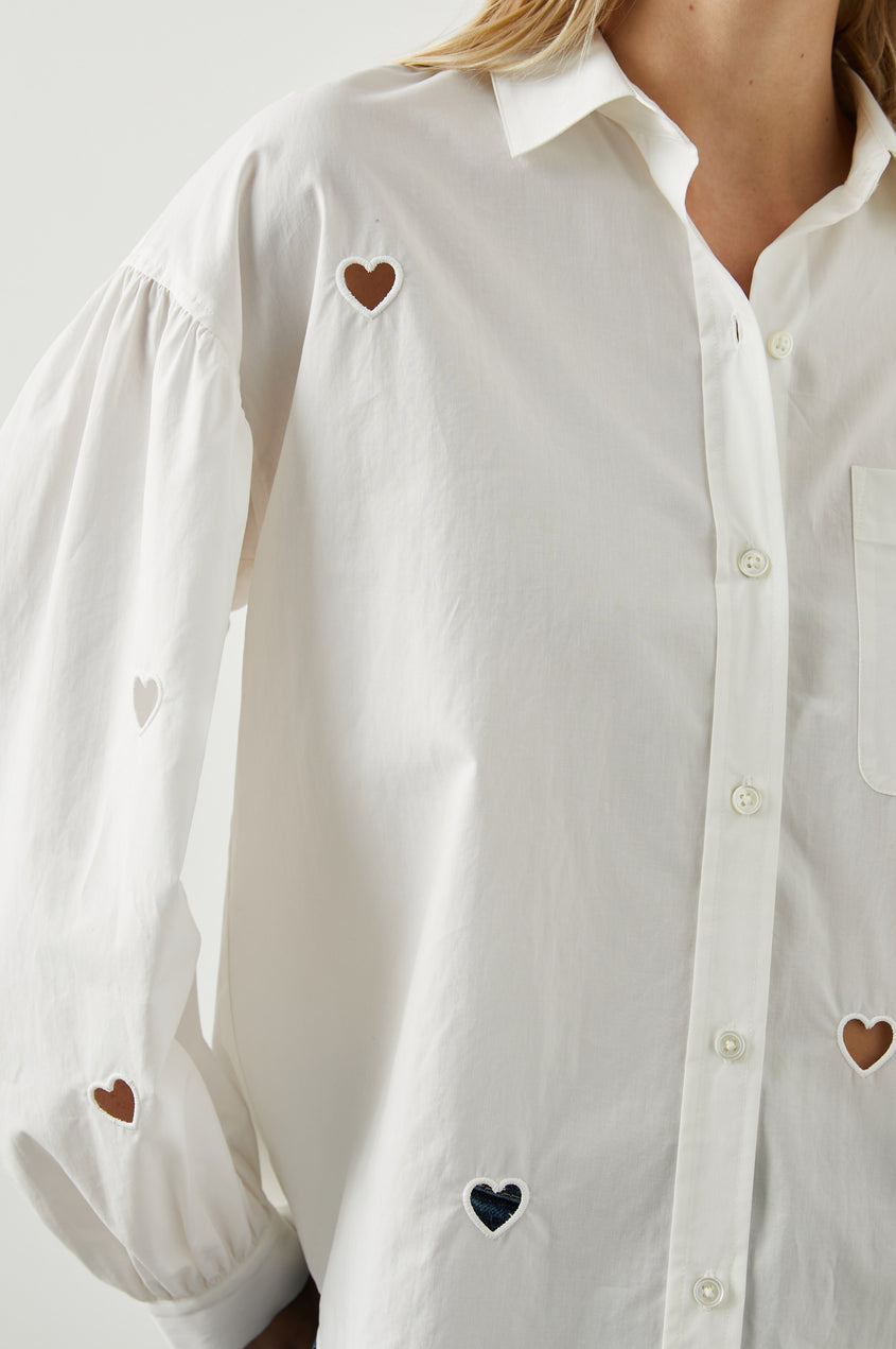Janae Shirt in White Eyelet Hearts