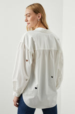 Load image into Gallery viewer, Janae Shirt in White Eyelet Hearts
