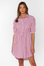 Load image into Gallery viewer, Jenneva Dress in Cosmic Pink Stripe
