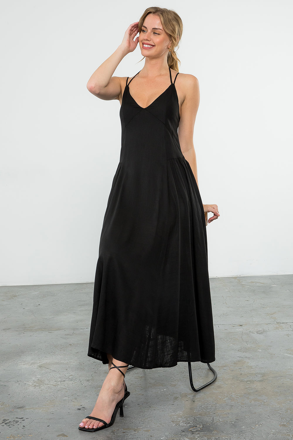 Strappy Maxi Dress in Black