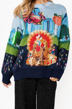Load image into Gallery viewer, Thanksgiving Parade Sweater in Blue/Multi
