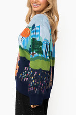 Load image into Gallery viewer, Thanksgiving Parade Sweater in Blue/Multi

