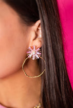 Load image into Gallery viewer, Sequin Sunburst Hoops in Pink
