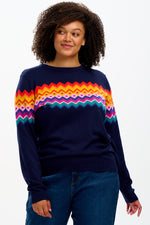 Load image into Gallery viewer, Rita Jumper in Navy Fairisle Stripe
