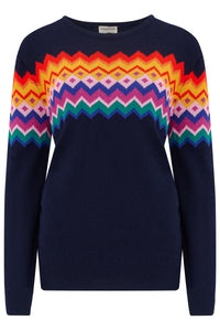 Rita Jumper in Navy Fairisle Stripe