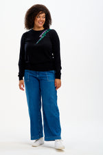 Load image into Gallery viewer, Cece Sequin Jumper in Black Cool Lightning Flash
