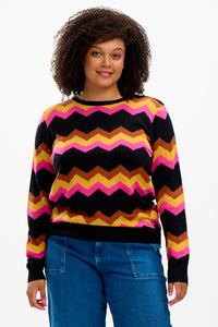 Astrid Jumper in Black Chevron Sparkle