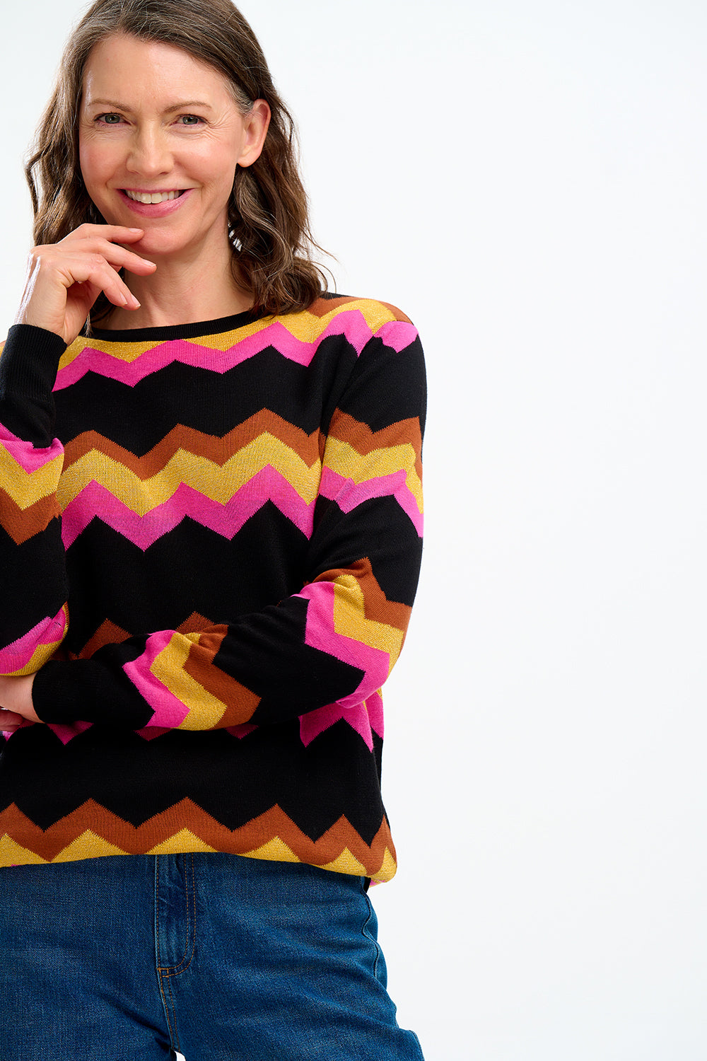 Astrid Jumper in Black Chevron Sparkle
