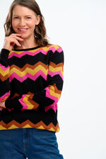 Load image into Gallery viewer, Astrid Jumper in Black Chevron Sparkle
