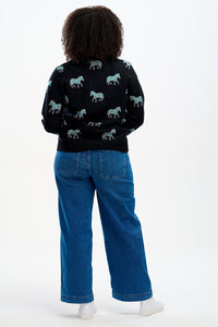 Lizzie Jumper in Black Vibrant Zebras