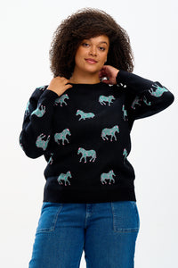 Lizzie Jumper in Black Vibrant Zebras
