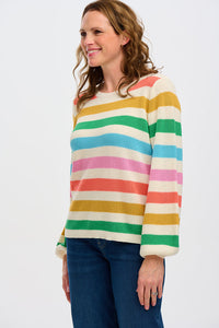 Marina Jumper in Off-White Rainbow Stripes