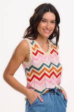Load image into Gallery viewer, Rosy V-Neck Knit Vest in Cream Chevron
