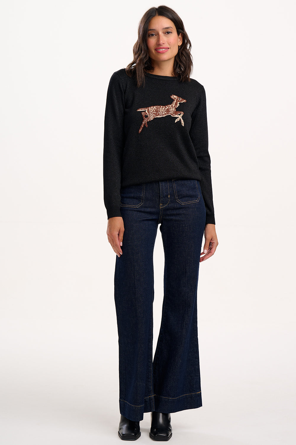 Rowena Jumper in Black Sparkling Deer