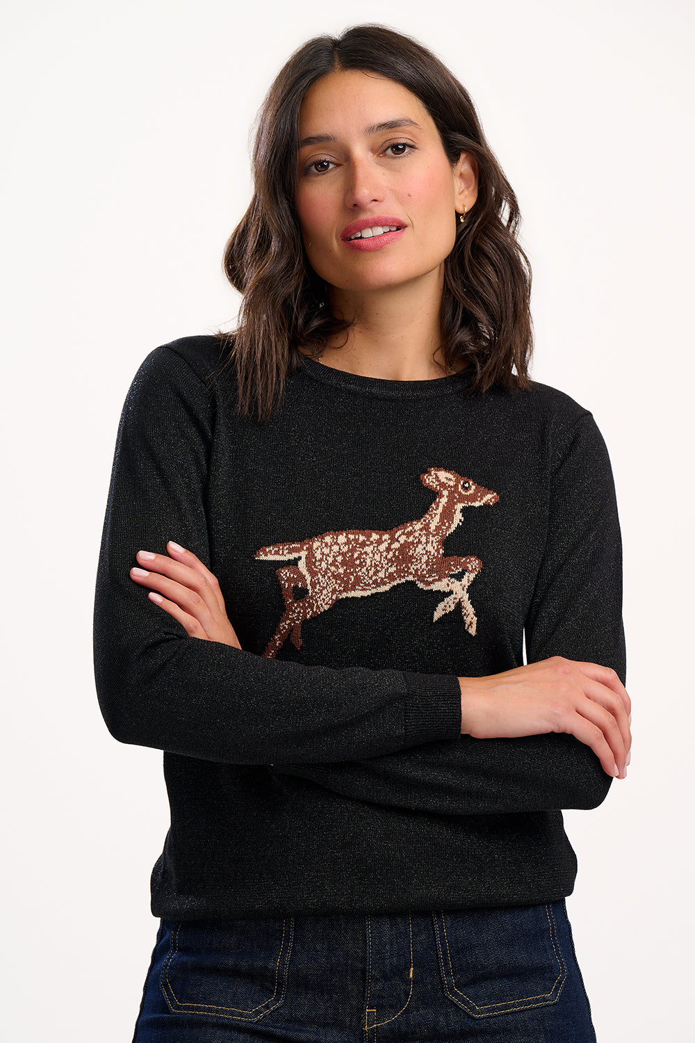 Rowena Jumper in Black Sparkling Deer