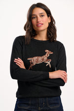 Load image into Gallery viewer, Rowena Jumper in Black Sparkling Deer
