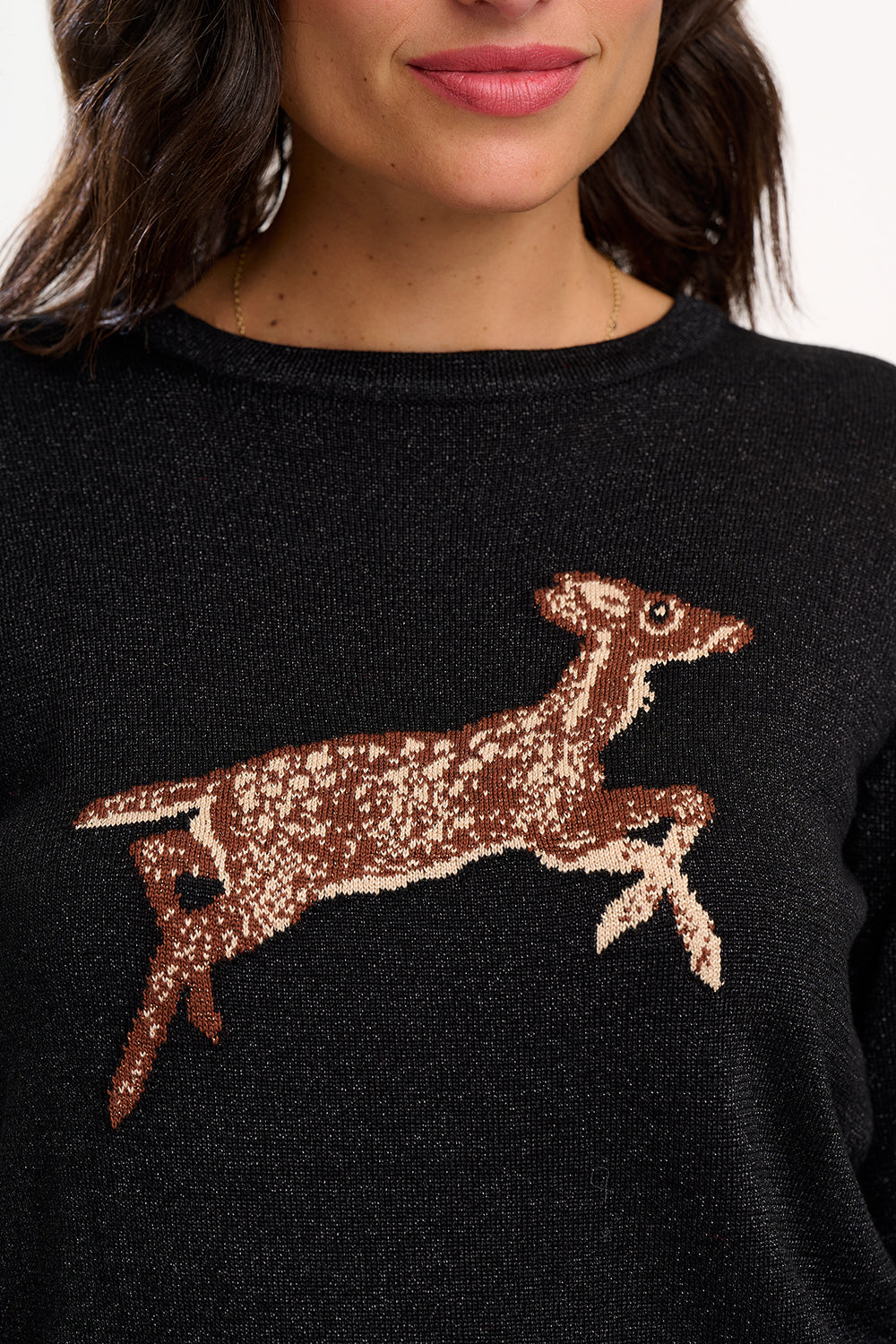 Rowena Jumper in Black Sparkling Deer