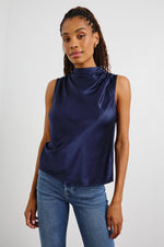 Load image into Gallery viewer, Kaleen Top in Navy
