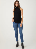 Load image into Gallery viewer, Brushed Rib Sleeveless Turtleneck in Black
