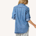 Load image into Gallery viewer, Mia Tiny Hearts Shirt in Denim
