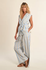 Load image into Gallery viewer, Striped Wide Leg Pants in Blue

