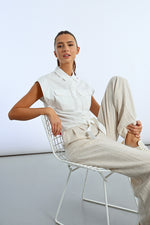 Load image into Gallery viewer, Cap Sleeve Tie Blouse in White
