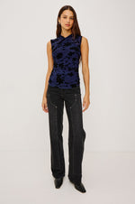 Load image into Gallery viewer, Lauris Top Navy Tossed Roses
