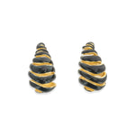 Load image into Gallery viewer, Enamel Swirl Earrings in Black and Gold
