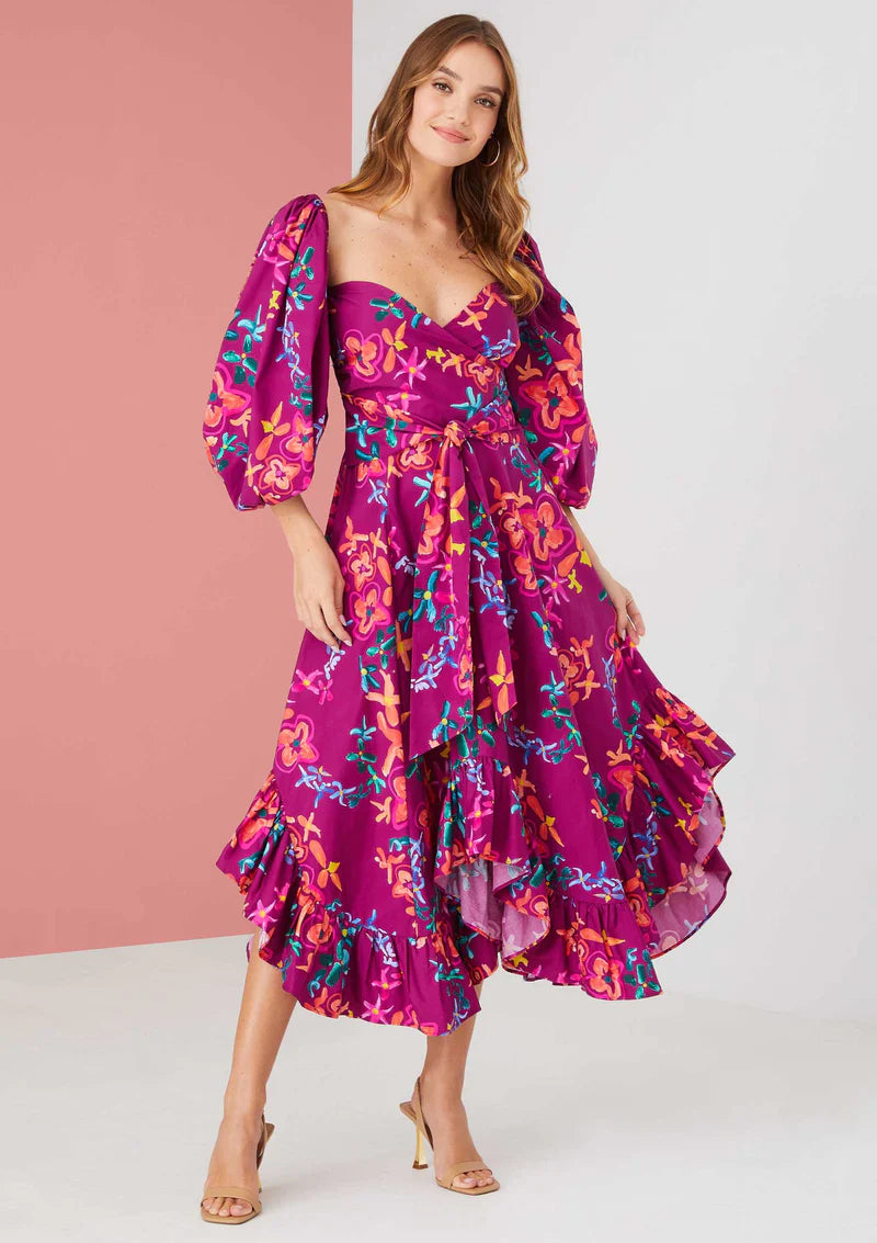 Lisa Dress in Floral Magenta