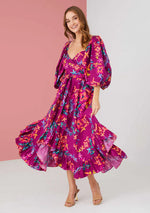 Load image into Gallery viewer, Lisa Dress in Floral Magenta
