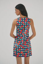 Load image into Gallery viewer, Sara Dress in Gingham Tomatoes
