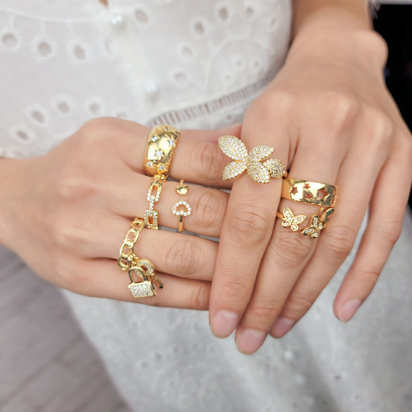 Gold Plated Star Cutout Ring